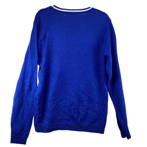 Jolly Sweaters Mens Christmas Sweater Size Medium‎ Blue Reindeer Lights Festive - Picture 5 of 8